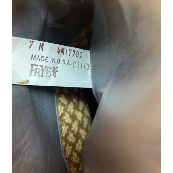 VTG FRYE Tall Leather Heeled Boots Womens 7 Rare Dark Gray - Picture 11 of 12